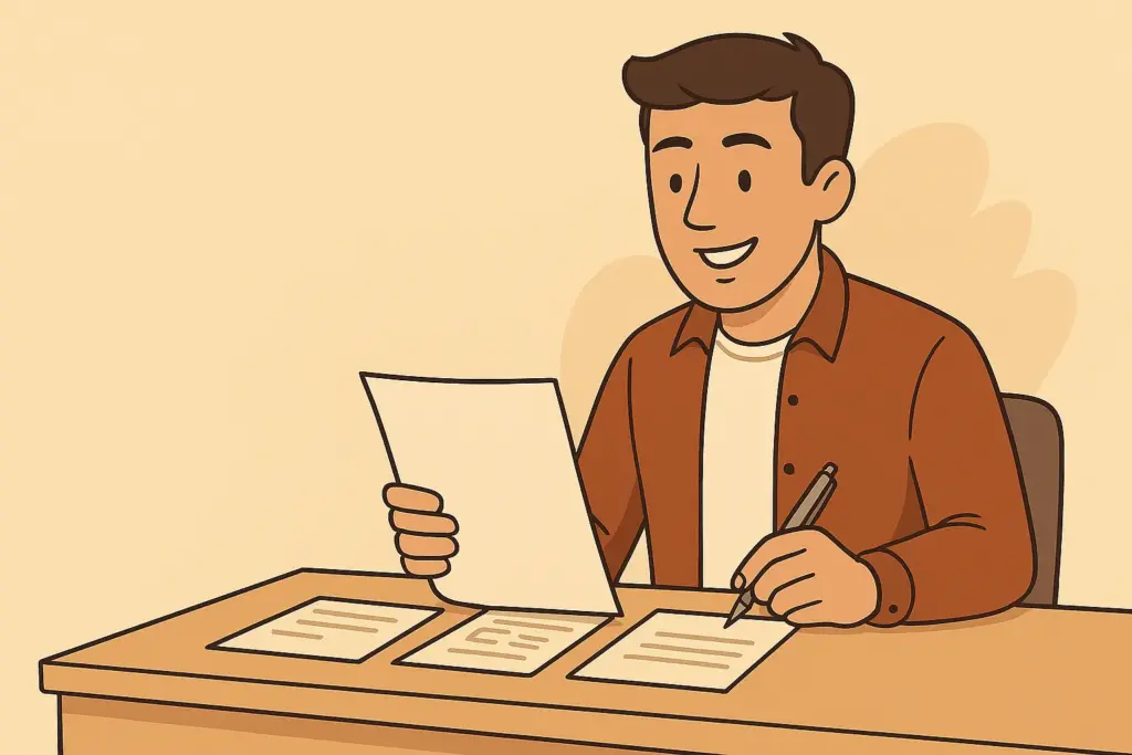 Persona revisando documentos y comparando tarifas de fibra y móvil sentado en un escritorio tras leer los consejos para elegir una oferta convergente