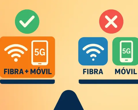 Comparativa visual entre contratar fibra y móvil juntos o por separado, destacando el pack combinado como opción más ventajosa