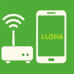 Ilustración de un router y un móvil con el logo de Aloha.