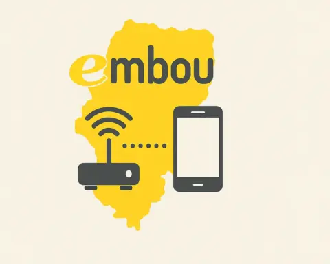 Ilustración de la fibra y móvil de Embou sobre el mapa de Aragón.