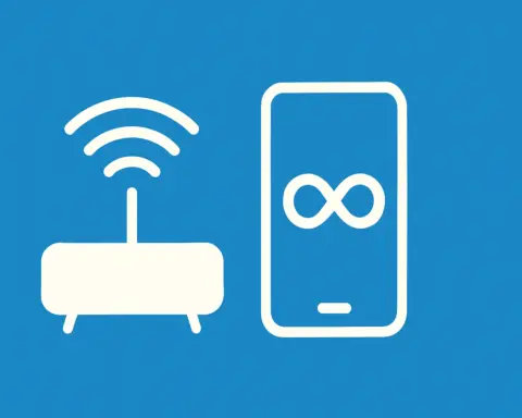 Un router de fibra junto a un móvil con tarifa de datos ilimitados.