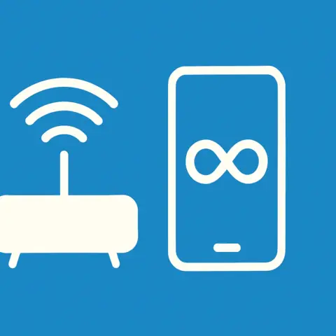 Un router de fibra junto a un móvil con tarifa de datos ilimitados.