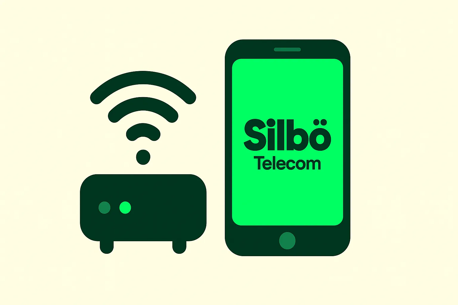 Router y móvil de Silbö, representando las tarifas convergentes de la compañía.